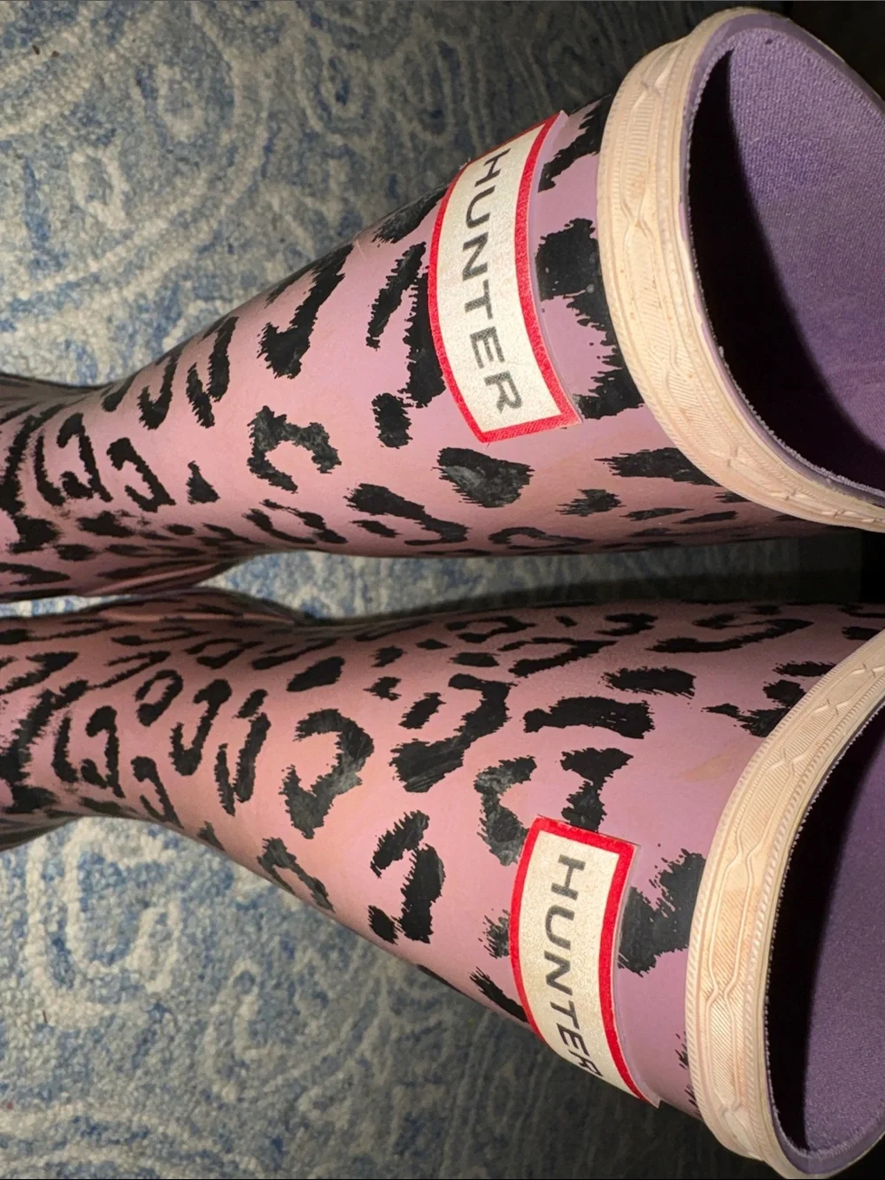 Hunter Kids Pink Leopard Print Rain Boots